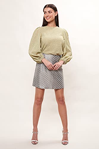 Louche Damska spódnica Aubin-Disco-Floral, Srebrny, 34