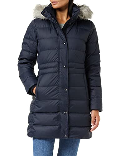 Tommy Hilfiger Damski płaszcz puchowy Tyra z futrem, Pustynne niebo, XXS