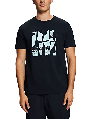 ESPRIT Męski T-shirt 063EE2K306, 001/BLACK, XXL, 001/Black, XXL