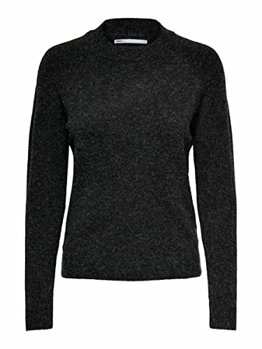 ONLY Damski sweter z dzianiny jednokolorowy, czarny, XL