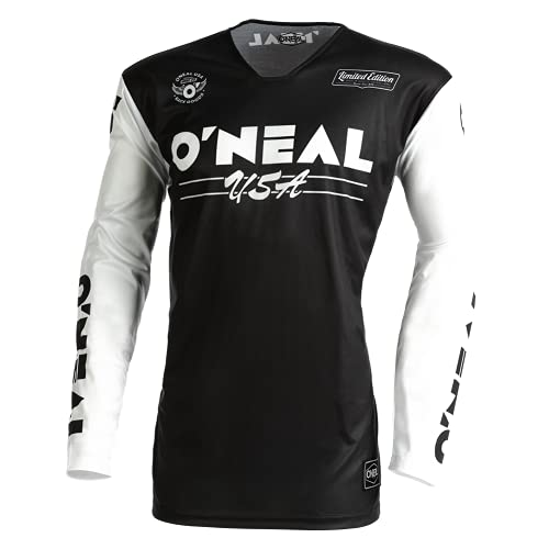 O'NEAL | Koszulka motocrossowa z długim rękawem | MX MTB | Lekki materiał, ergoIngenious slim fit dla idealnego dopasowania | Mayhem Jersey Bullet V.22 | Dorośli | Black White | Rozmiar M