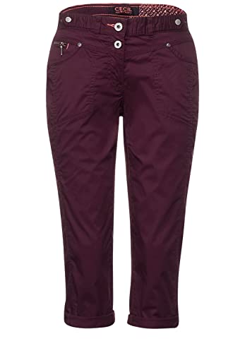 Cecil Damskie spodnie letnie B375098 3/4 Casual, Berry Juice red, W26/L22