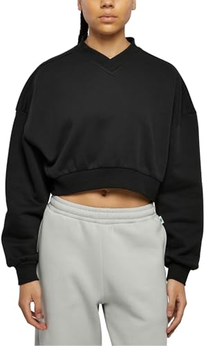 Urban Classics Damska bluza damska Cropped V-Neck Black XS, czarny, XS