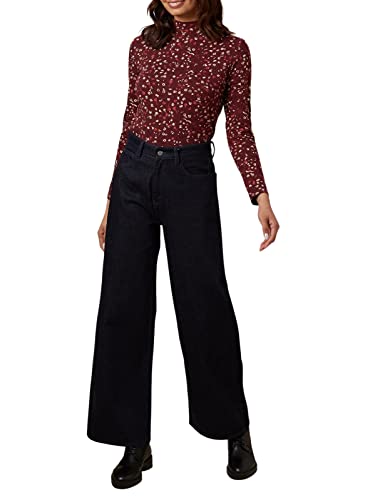 People Tree Damski top kwiatowy Carmen, bordowy, 10, Burgund, 36