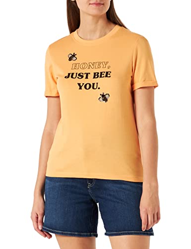 ONLY Onlkita Reg S/S Bee Top Box JRS T-shirty i koszulki, Pumpkin/Print:honey, M