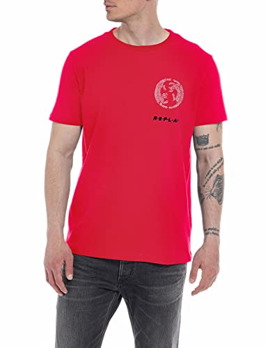 Replay Męski T-shirt z krótkim rękawem No Gas No Glory, Spring Red 159, M