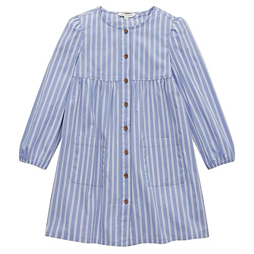 TOM TAILOR Dziewczęta Sukienka dziecięca w paski 1032976, 30102 - Thin Blue Vertical Stripe, 128-134