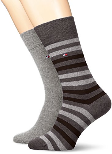 Tommy Hilfiger TH Mężczyźni Duo Stripe Sock 2P Skarpety - Mężczyźni, Szary (Middle Grey Melange), 43/46 EU