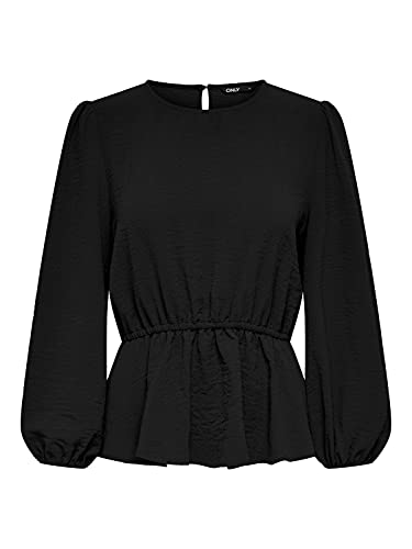 ONLY Damska koszulka Onlmette Dar L/S O-neck Top Noos Wvn, czarny, M