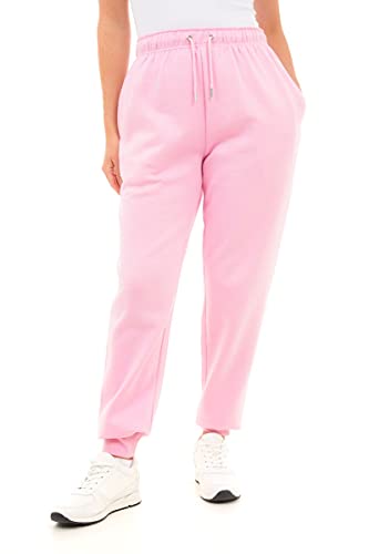 M17 Damskie spodnie do biegania z recyklingu na co dzień spodnie dresowe z mankietami spodnie wypoczynkowe elastyczne spodnie do jogi trening dres kieszenie, różowy, L