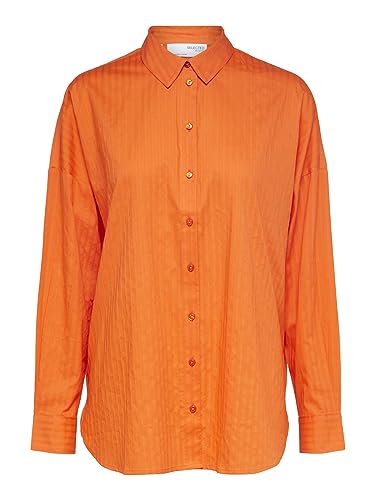 SELECTED FEMME Women's SLFLINA-SANNI LS Shirt NOOS bluzka, pomarańczowa, 38, pomarańczowy, 38