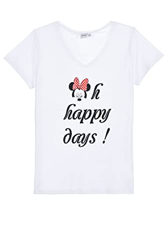 Disney Koszulka damska MinnieMouse T-Shirt, Biały, Normalny, biały, M