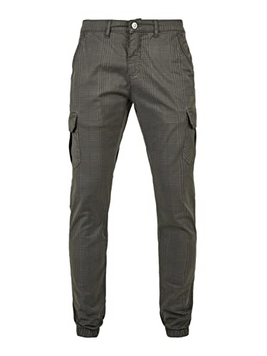 Urban Classics AOP Glencheck Cargo Jog spodnie męskie z delikatnym wzorem w kratkę w 3 kolorach, rozmiary S - 5XL, ciemnoszary, 3XL
