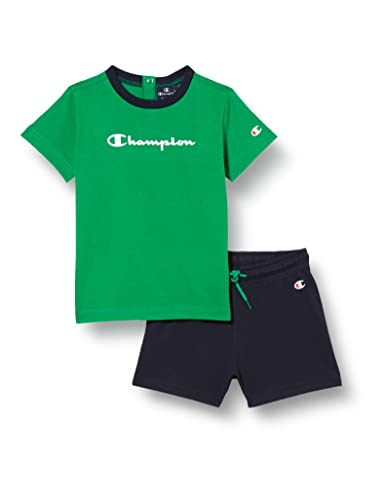 Champion American Classics- Set S/S Crewneck Garnitur Niemowlęta - chłopcy,Verde E Blu,6 miesięcy