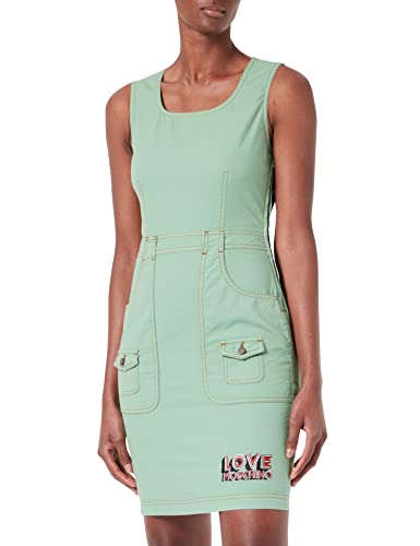 Love Moschino Damska sukienka w stylu tubki, rozciągliwa, bawełniano-lniana, zielony, 44