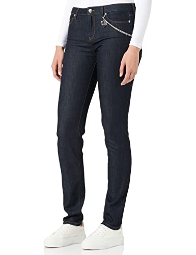 Love Moschino Włókna Recycled Spersonalizowane z łańcuszkiem i sercem Damskie spodnie swobodne, ciemnoniebieski jeans, 32