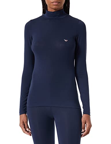 Emporio Armani Damska koszulka z długim rękawem Essential Studs Stock Neck, Marine, S