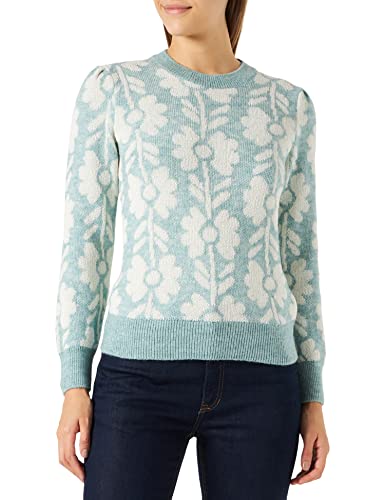 Naf Naf Damski sweter z kwiatami, Migdałowy, M