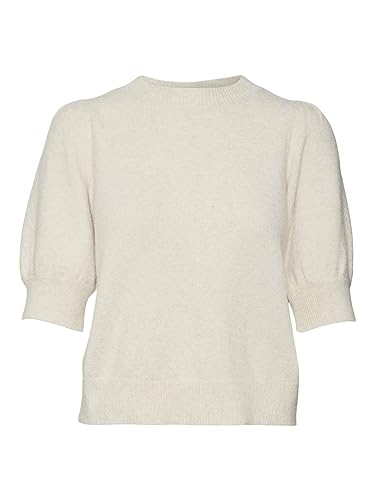 VERO MODA Damski sweter VMDOFFY 2/4 O-Neck GA NOOS, brązowy/szczegóły: melanż, XXL, Birch/szczegóły: melanż, XXL