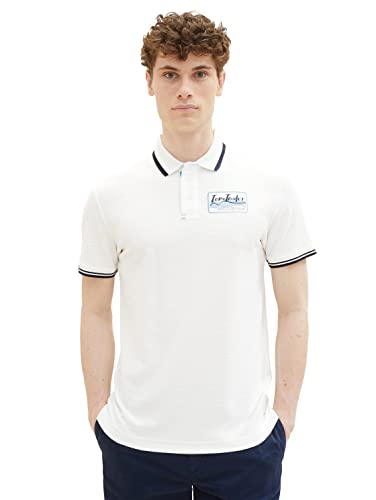 TOM TAILOR Męska koszulka polo, 1036340, biała, XL, 10332 – Off White, XL