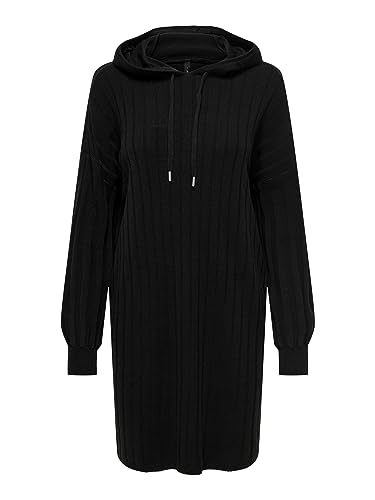Bestseller A/S Onltessa Carey L/S Hood Dress Nca KNT sukienka z dzianiny, czarny, XXL