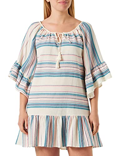 IZIA Damska minisukienka w paski sukienka Mahisha, różowy, turkusowy, wełniany biały, XL