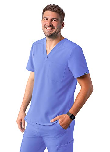 Adar Addition Scrubs dla mężczyzn - klasyczny top do szorowania z dekoltem w serek, Ceil Blue, XL