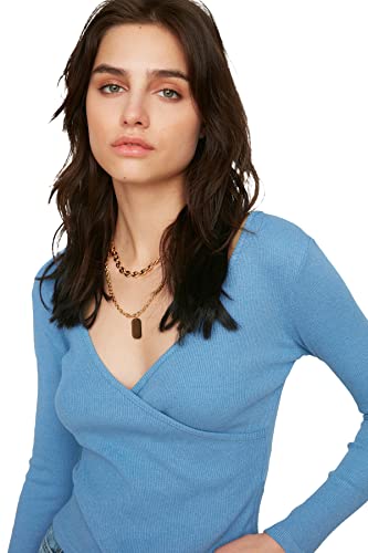 Trendyol Damska bluza z dzianiny indygo, XL (DE)