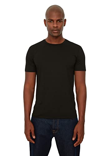 Trendyol Męski t-shirt z krótkim rękawem dla mężczyzn Basic Slim Fit Bicycle Collar Short Sleeve T-shirt, L