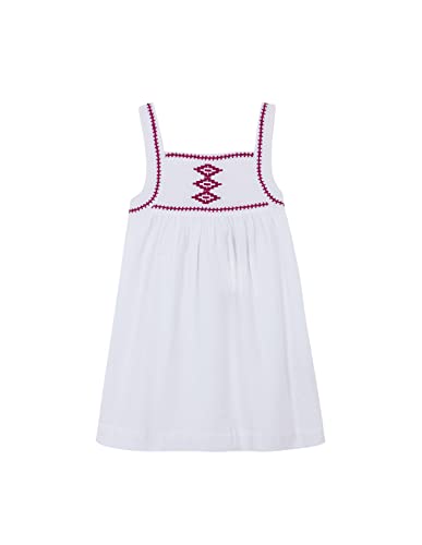 Gocco Sukienka z haftem dla dziewczynek, Optyczny biały, 3-4 lat