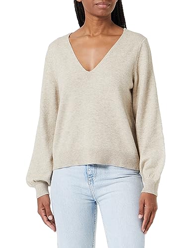 VIRIL REV dekolt w serek L/S Top – NOOS, Naturalny melanż, XS