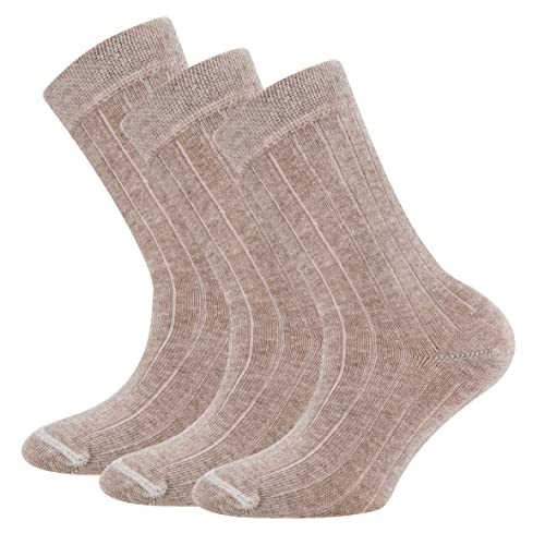 Ewers Skarpety w stylu retro, 3-pak, żebrowane skarpety dla dzieci – klasyczna struktura żeberkowa, modne kolory i optymalne dopasowanie – Made in Germany, beżowy, 31-34