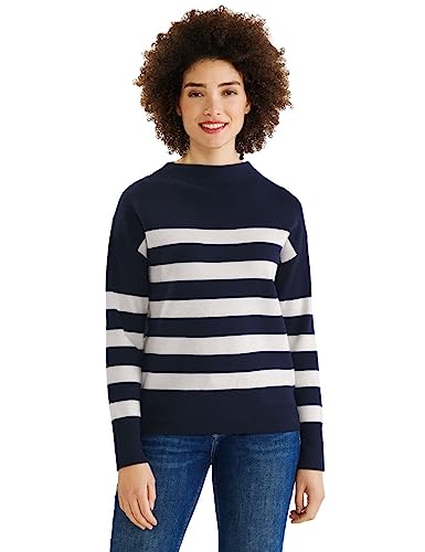 Street One Damski sweter z dzianiny w paski, Deep Blue, 42
