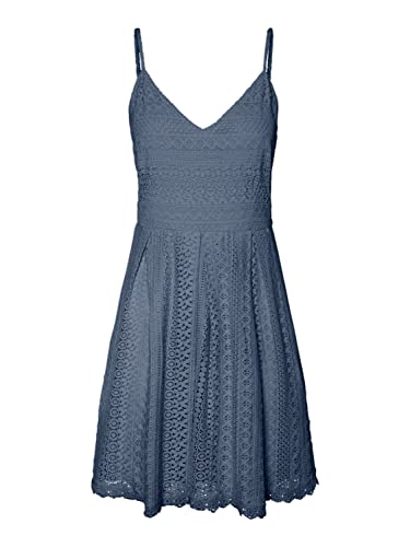 VERO MODA Damska sukienka VMHONEY Lace Pleated Singlet Dress WVN, China Blue, L, niebieski (China Blue), L