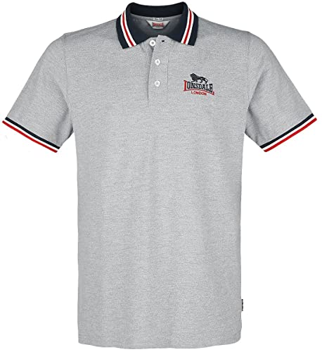 Lonsdale Męska koszulka polo OCCUMSTER Marl Grey/Navy/Red, 3XL