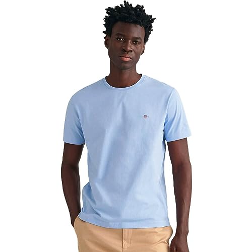 GANT Męski t-shirt REG Shield SS, Capri Blue, Standard, niebieski (Capri Blue), 5XL