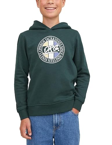 JACK&JONES JUNIOR Chłopięca bluza z kapturem Jorarthur Sweat Hood Sn Jnr, Magical Forest/Detail:jj Print, 128