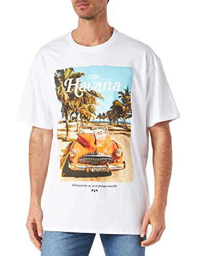 Mister Tee Męski t-shirt Havana Vibe Oversize, biały, XL