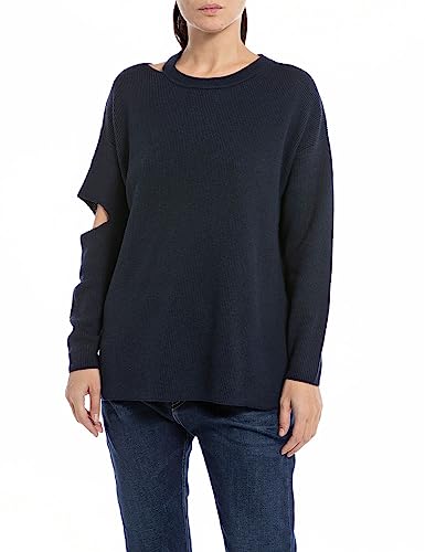 Replay Sweter damski Used Look, 908 Dark Blue, S