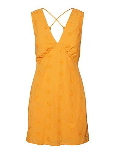 Vero Moda Damska sukienka VMMAJA SL Mini DESS WVN, żółta (Radiant Yellow), S, jaskrawy żółty, S
