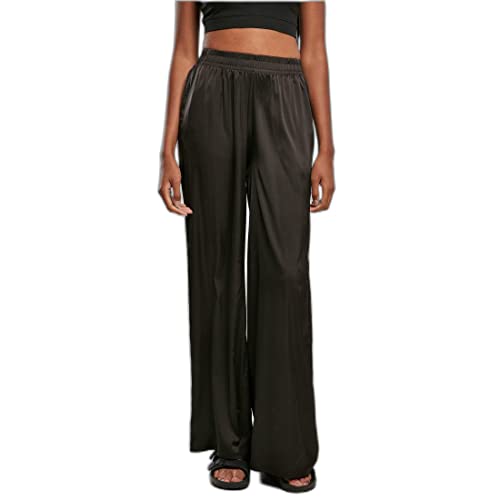 Urban Classics Damskie Spodnie damskie satynowe szerokie spodnie, czarny, 4XL