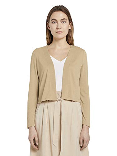 TOM TAILOR Damski Prosty kardigan koszulowy 1018440, 22201 - Cream Toffee, XXL