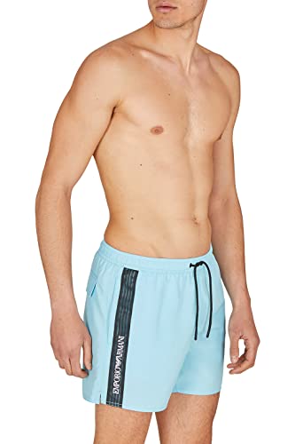 Emporio Armani Swimwear Męskie bokserki Emporio Armani Net Tape Boxer Short Swim Trunks, niebieski (Sky Blue), 48, niebieski (Sky Blue)
