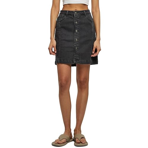 Urban Classics Damska spódnica damska Organic Stretch Button Denim Skirt Black Washed 36, Black washed, 36