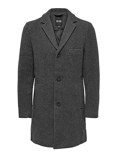 ONLY & SONS Onsjaylon Wool Coat Noos OTW długi płaszcz męski, ciemnoszary melanż, M
