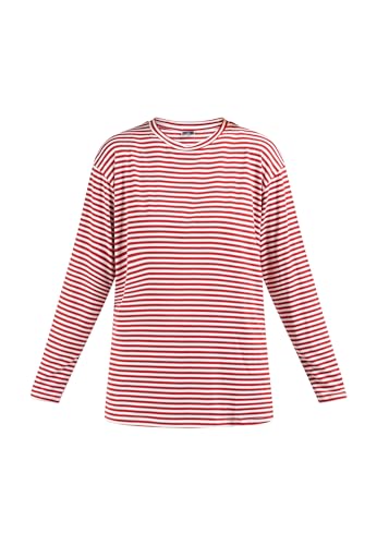 kilata Damska koszulka w paski 35325628-KI02, czerwona wełna biała, S, Czerwony, wełniany biały, S