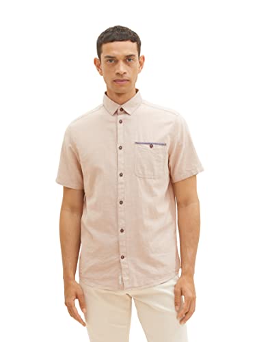 TOM TAILOR Męska koszula 1036236, 31851-Desert Fawn White Chambray, XL, 31851 – Desert Fawn White Chambray, XL