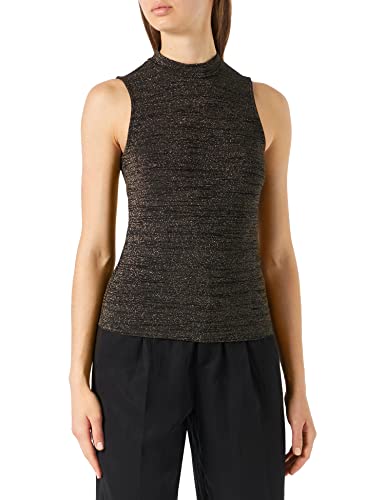 ONLY Women's ONLROMA S/L Glitter JRS Top, Black/Detail:Gold metallic, S