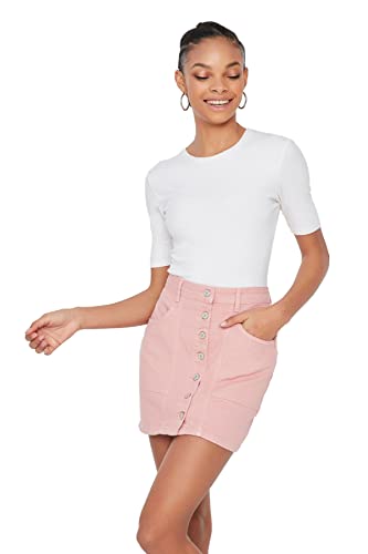 TRENDYOL Damska mini spódnica ołówkowa o linii A Denim Rock, Rosa, 38