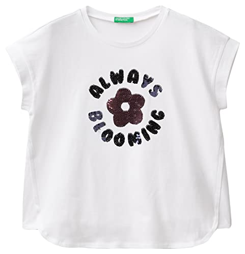 United Colors of Benetton Koszulka dziewczęca z krótkim rękawem, Bianco Ottico 101, XL